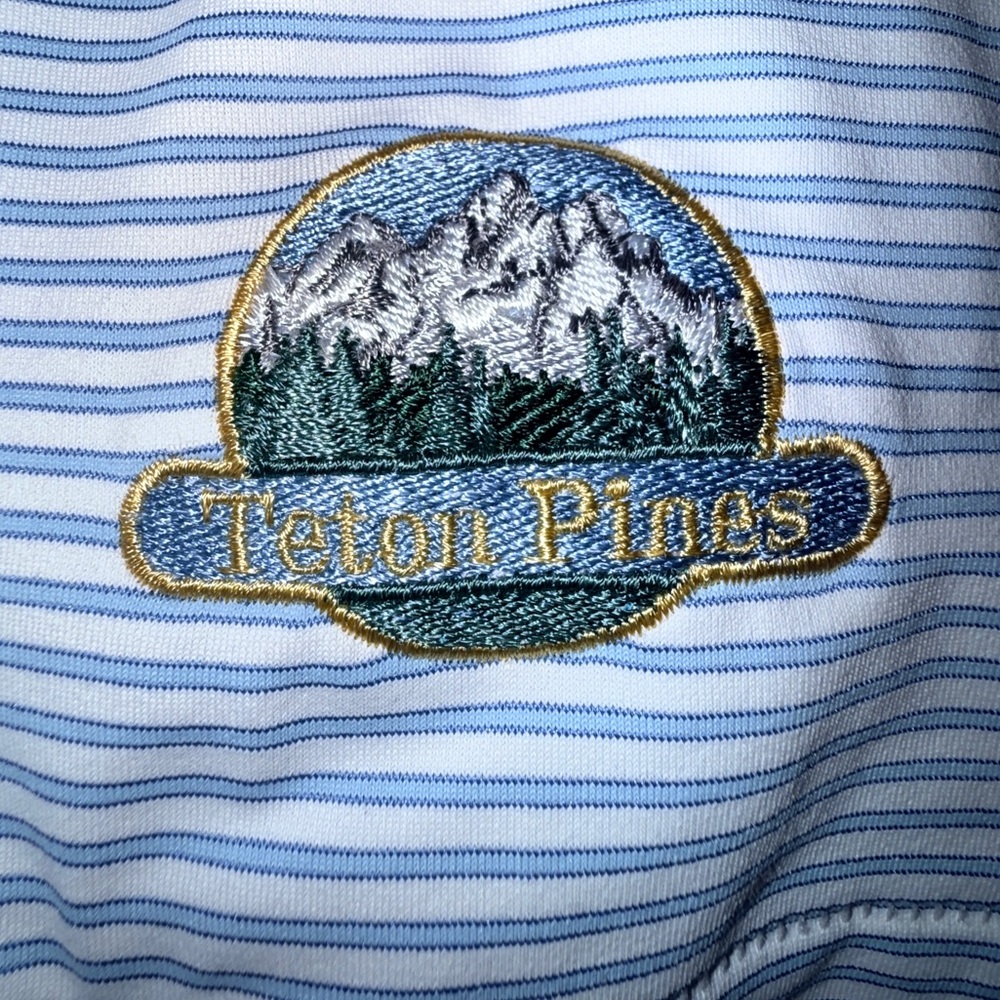 Peter Millar Crown Crafted Golf Polo L Teton Pines Country Club Wyoming - Picture 12 of 13